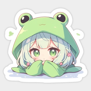 Kawaii Anime Chibi Frog Girl Sticker